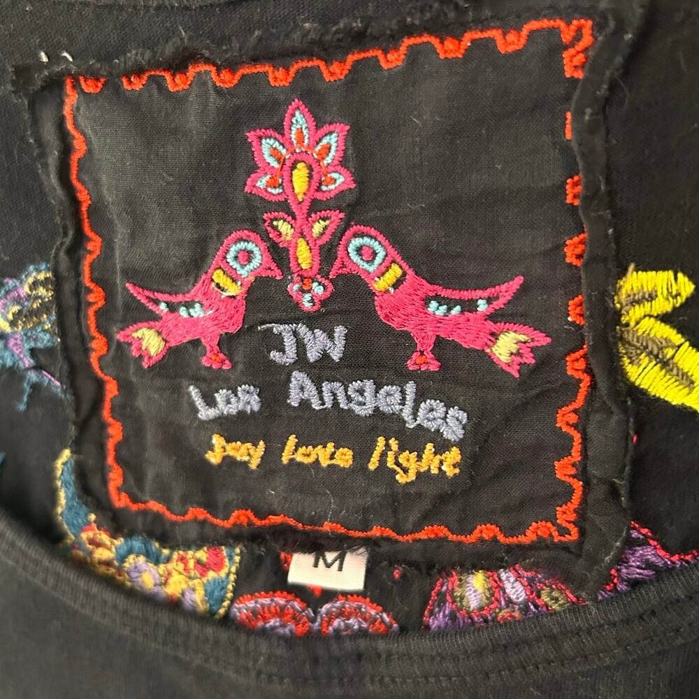 Johnny Was Tank Dress Butterfly Embroidered Black Cotton Handkerchief Hem M - - Picture 8 of 8